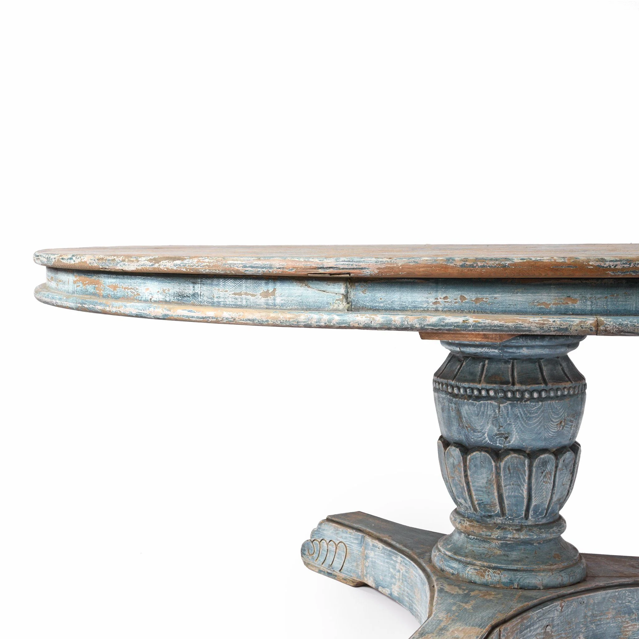 Round Pedestal Dining Table Made From Old Painted Pine - Image 9