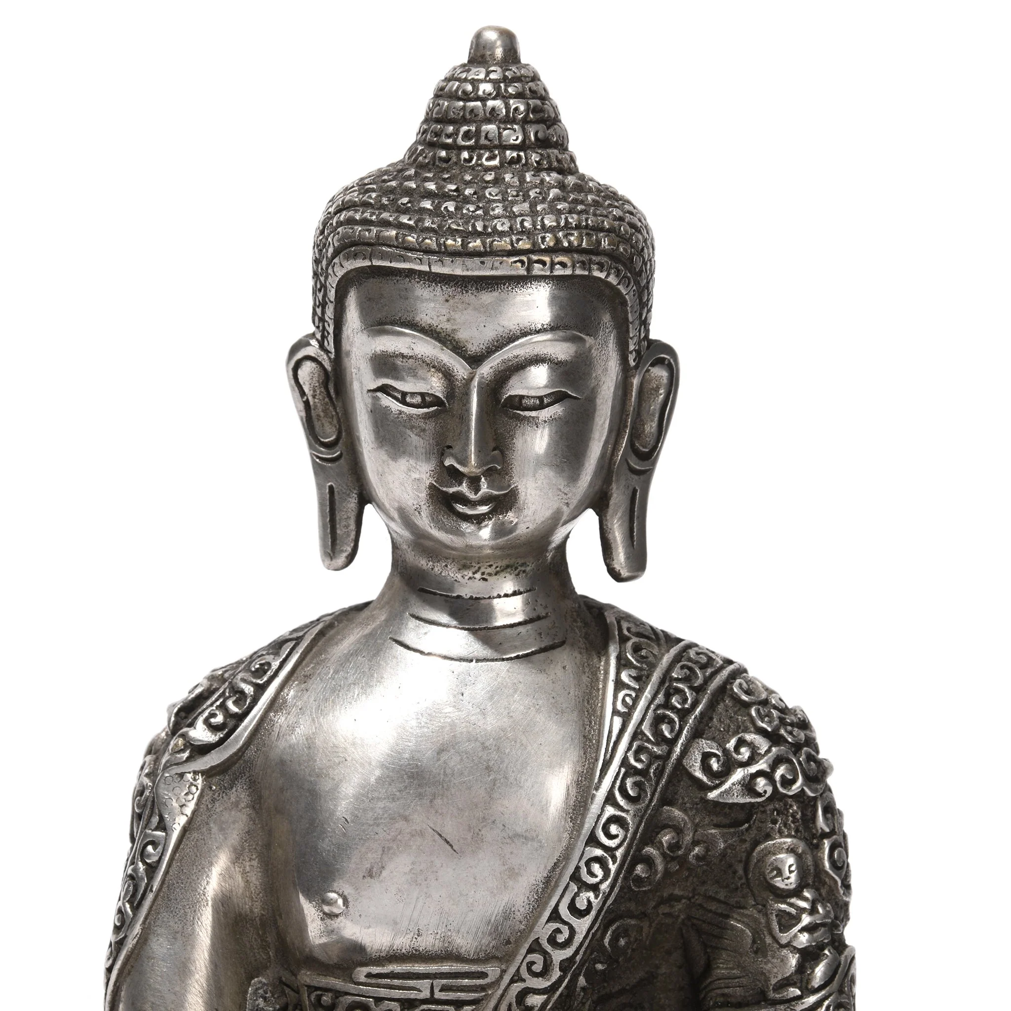 Silver Plated Buddha Statue - Bhumisparsha Mudra - Image 5