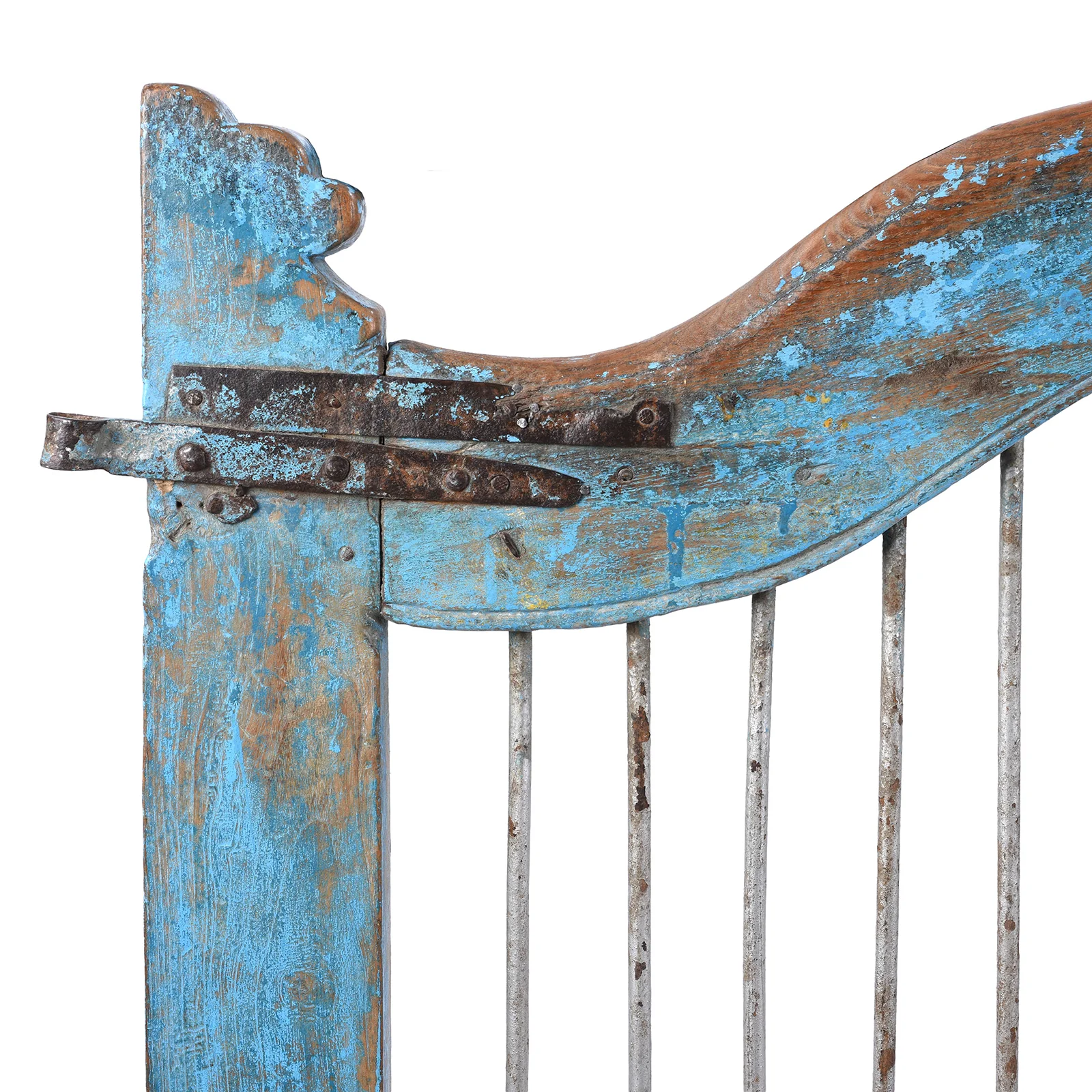 Blue Painted Dog Gate From Gujarat - 19th Century - Image 4