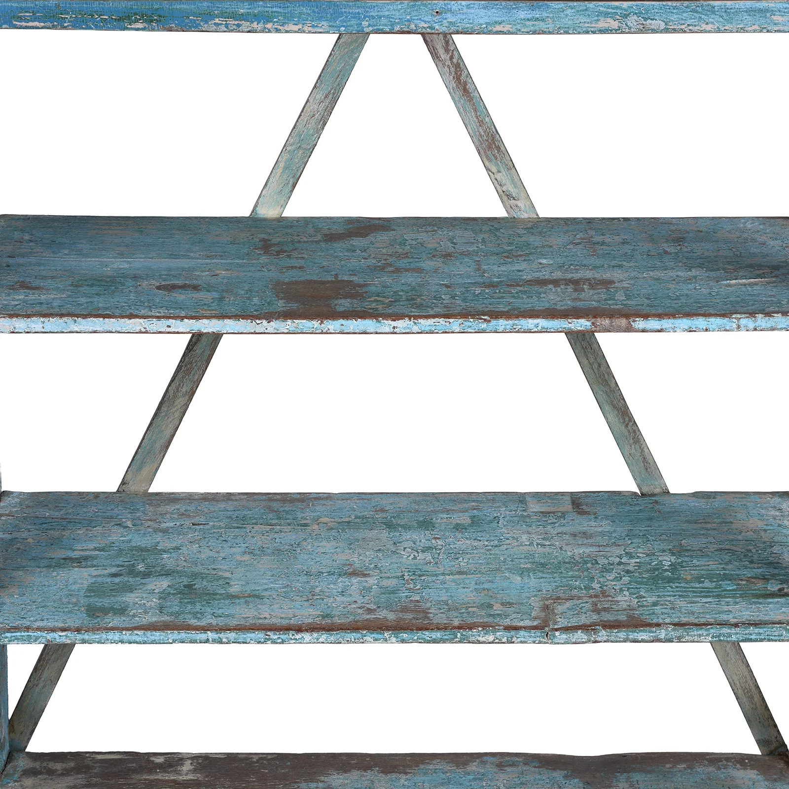 Vintage Blue Painted Indian Teak Shelf - Ca 1930 - Image 4