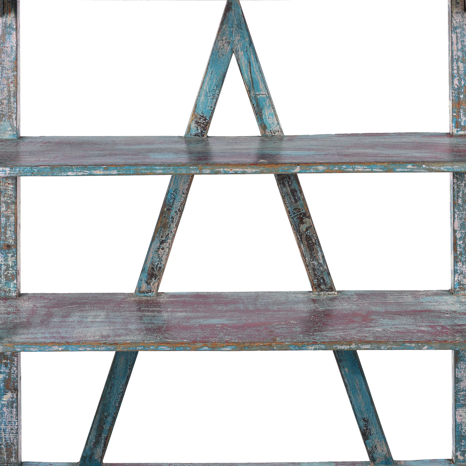 Vintage Painted Indian Teak Shelf - Ca 1930 - Image 4