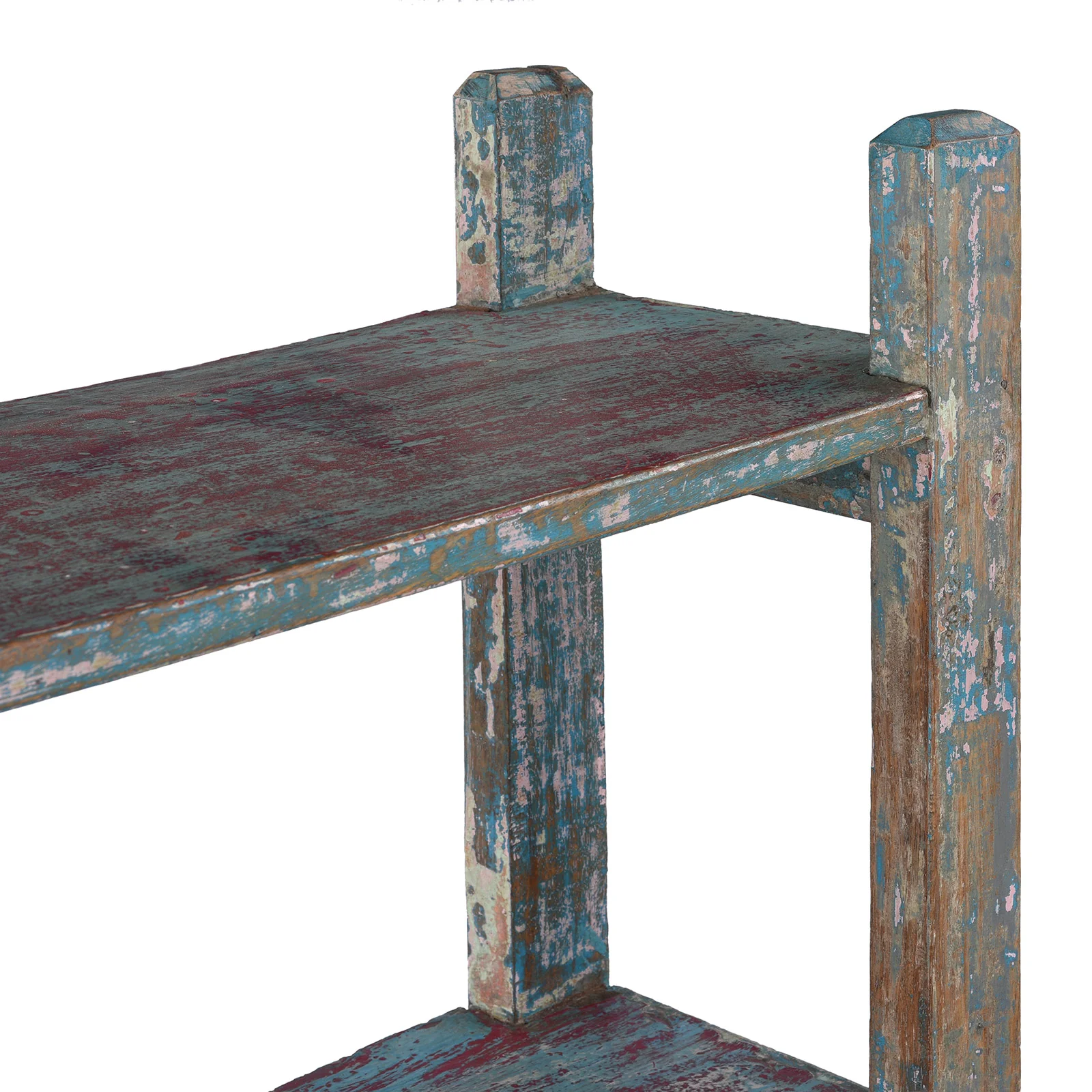 Vintage Painted Indian Teak Shelf - Ca 1930 - Image 5