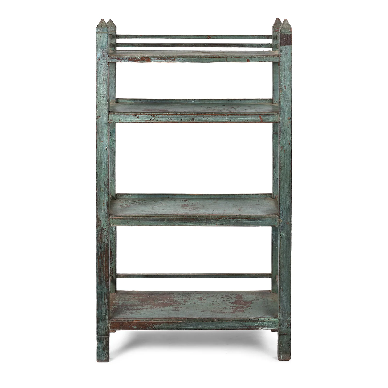 Vintage Green Painted Indian Teak Shelf - Ca 1930 - Image 3