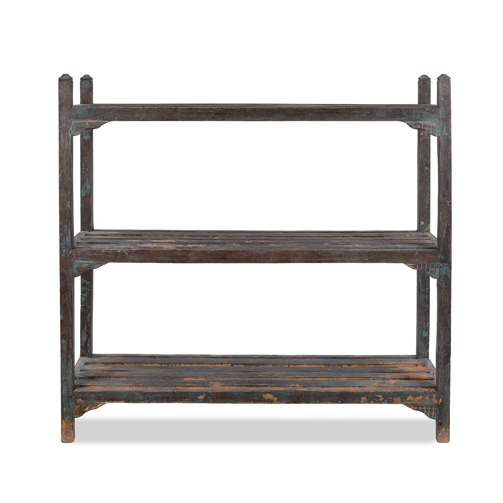 Vintage Painted Indian Teak Shelf - Ca 1930 - Image 3