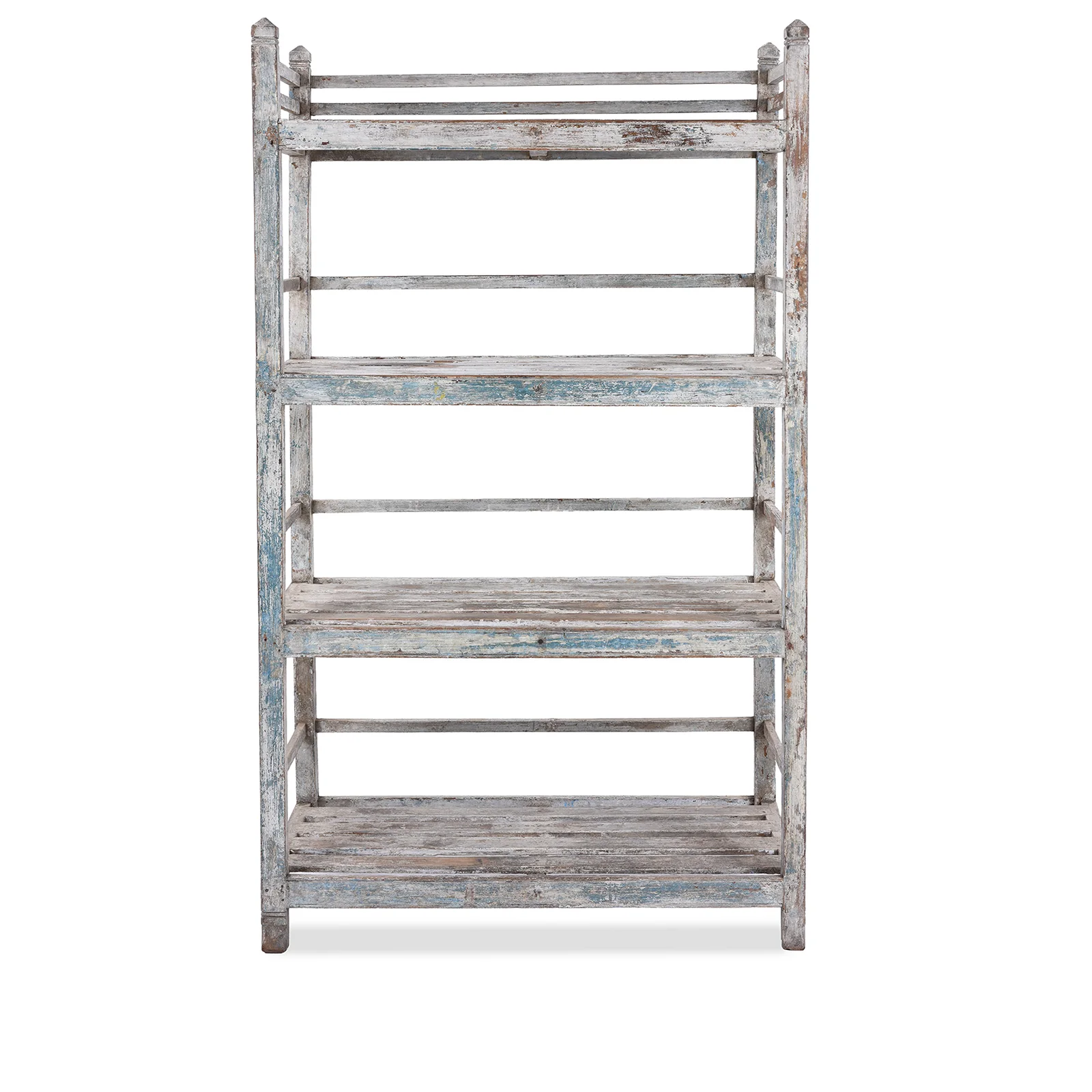 Vintage Painted Indian Teak Slatted Shelf - Ca 1940 - Image 3