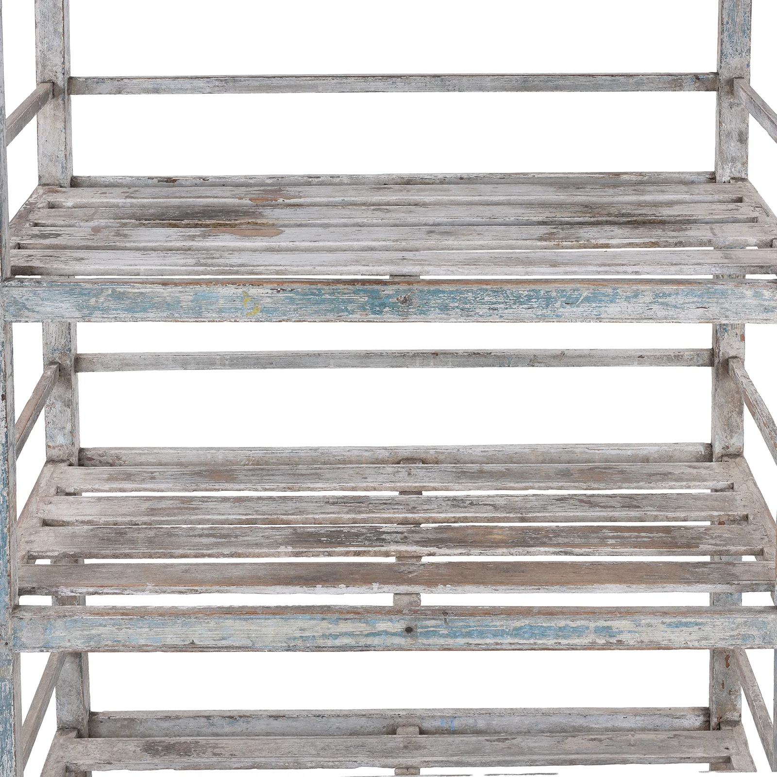 Vintage Painted Indian Teak Slatted Shelf - Ca 1940 - Image 4