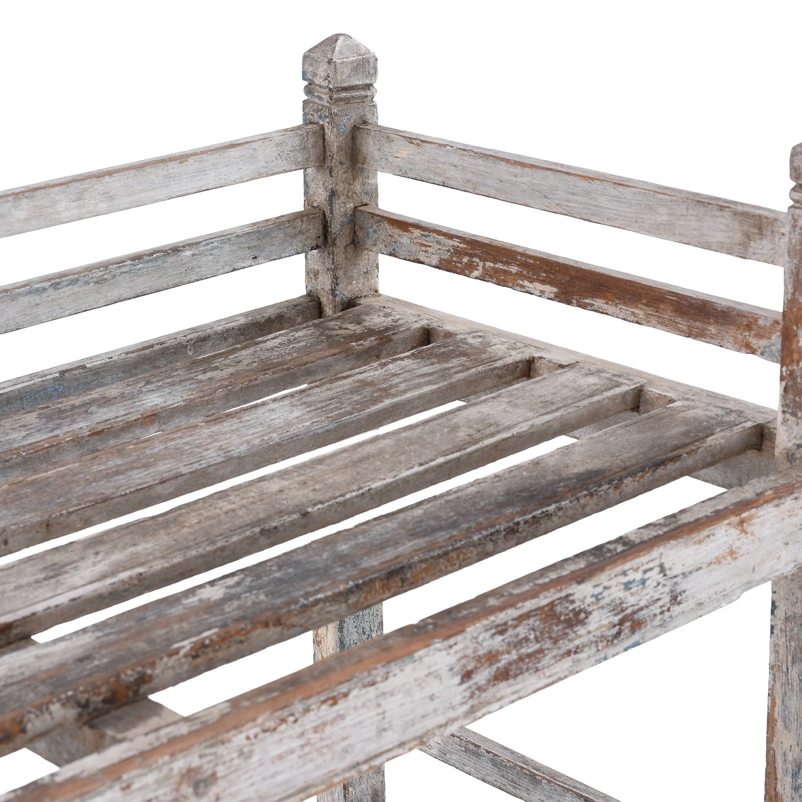 Vintage Painted Indian Teak Slatted Shelf - Ca 1940 - Image 5