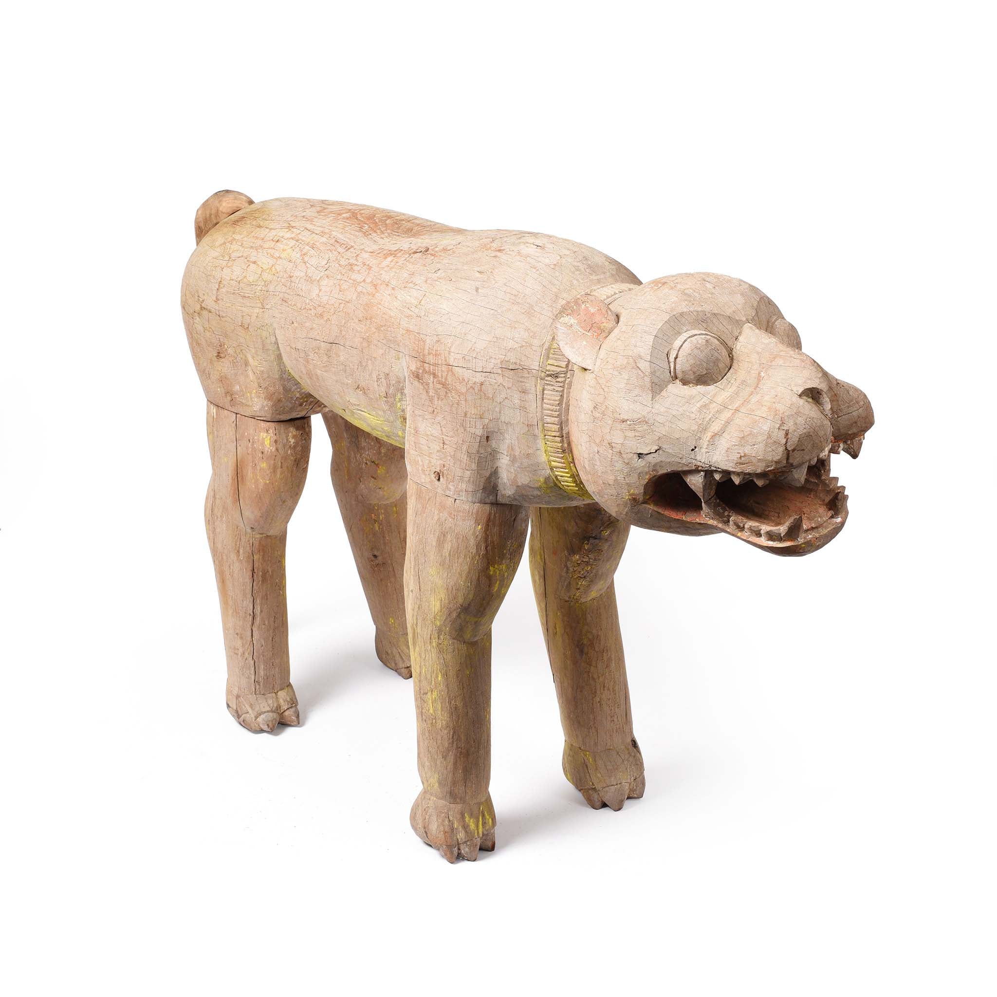Wooden Bhuta Tribal Tiger Statue From  - Ca 1920 - Image 5