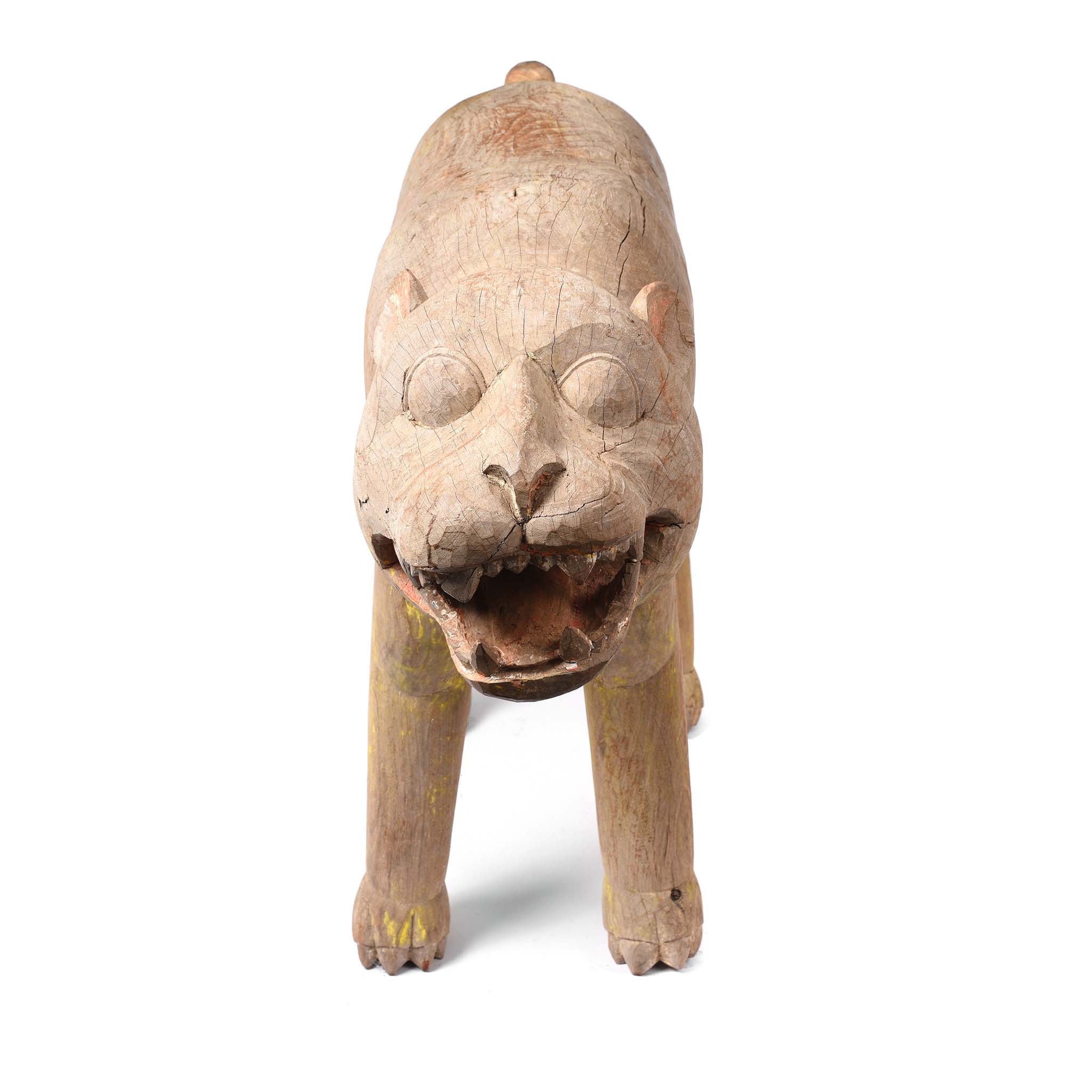 Wooden Bhuta Tribal Tiger Statue From  - Ca 1920 - Image 6